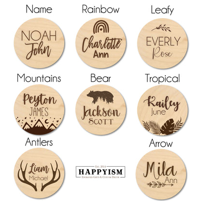 Engraved Wood Newborn Name Sign - Name