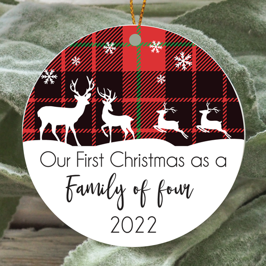 Christmas ornament - Our first Christmas as a family of four - Design #101