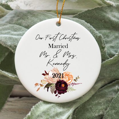 Christmas ornament - Newlyweds ornament - Design #109