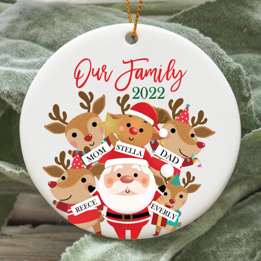 Christmas ornament - Family ornament - Family of 5 ornament - Design #117