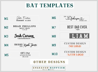 Engraved Miniature Coach Bat, Design #2 Sample