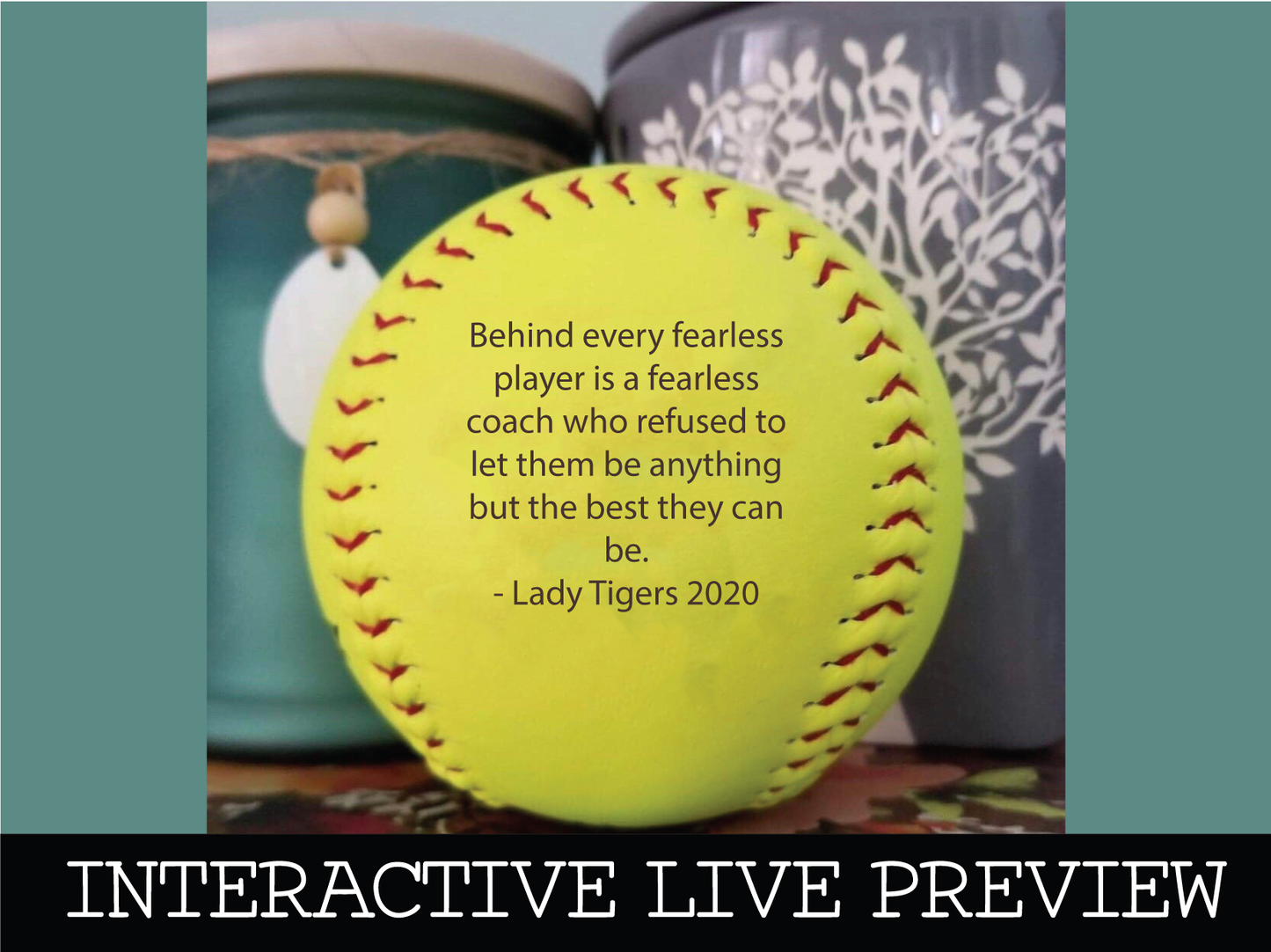 Custom Engraved Softball - Interactive Preview - Happyism, Inc. Engraving 