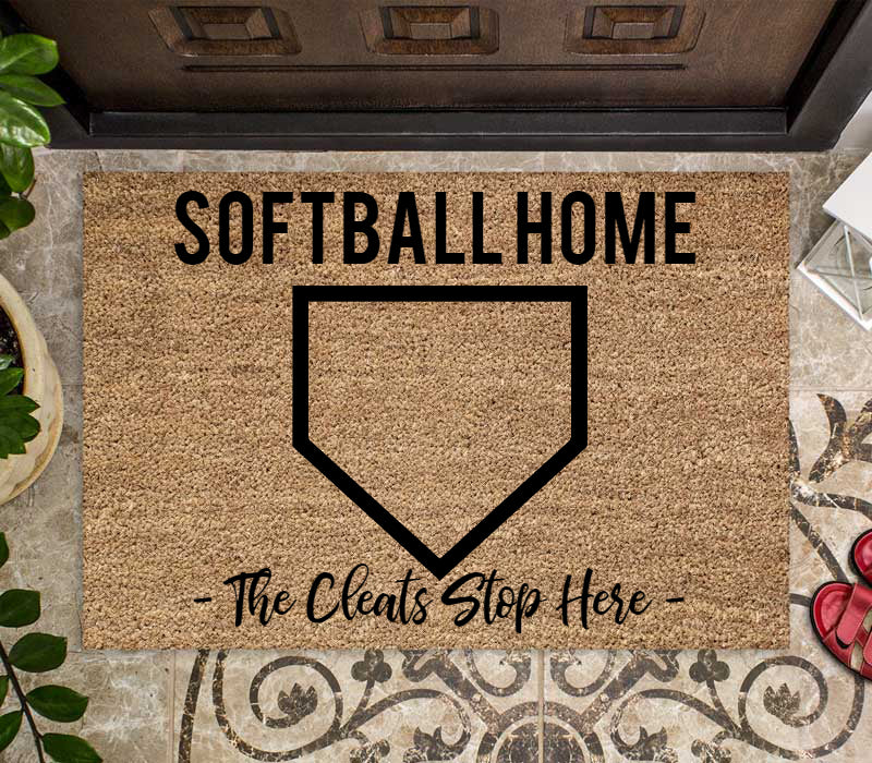 Softball Entry Rug The Cleats stop here rug - Baseball rug - Entry rug – Happyism, Inc.