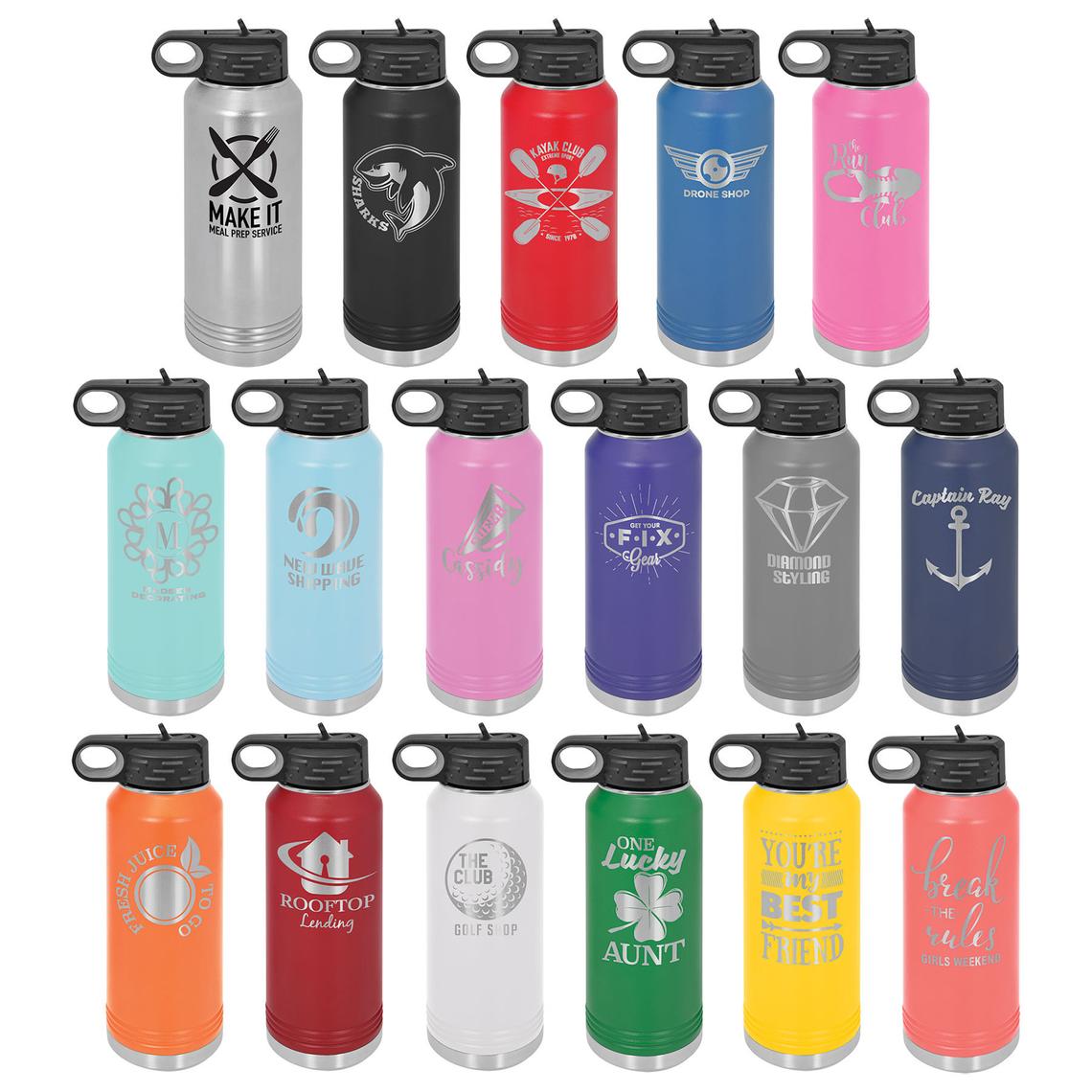 Engraved stainless steel 32oz water bottle