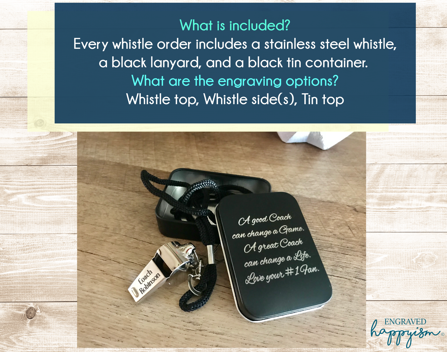 Engraved Coach Whistle - Happyism, Inc. Engraving 