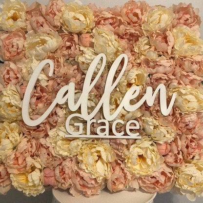 Wood First & Middle Name Sign - middle name underlined and attached