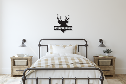 Deer Head Name Sign - Happyism, Inc. Engraving 