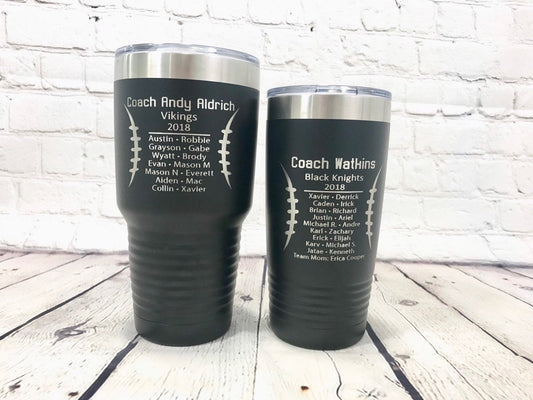 Engraved Football Coach 20 oz Stainless Steel Tumbler