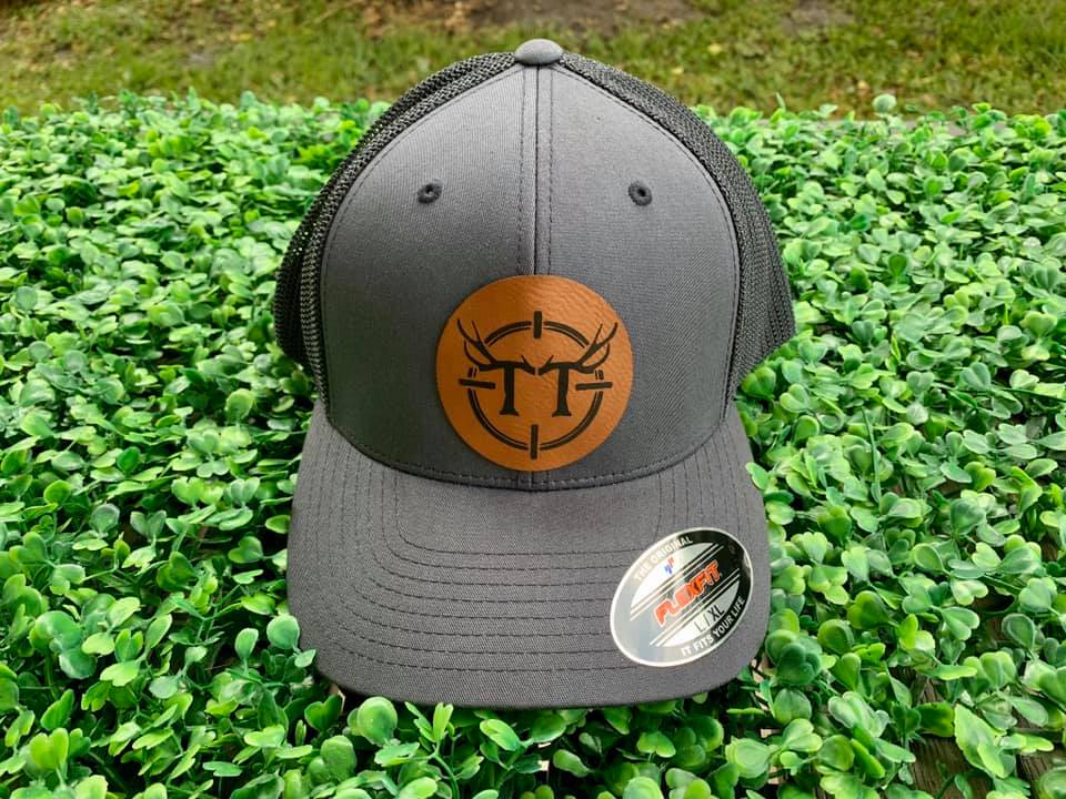 Custom Leatherette Patch Hat - Flexfit hat - Happyism, Inc. Engraving 