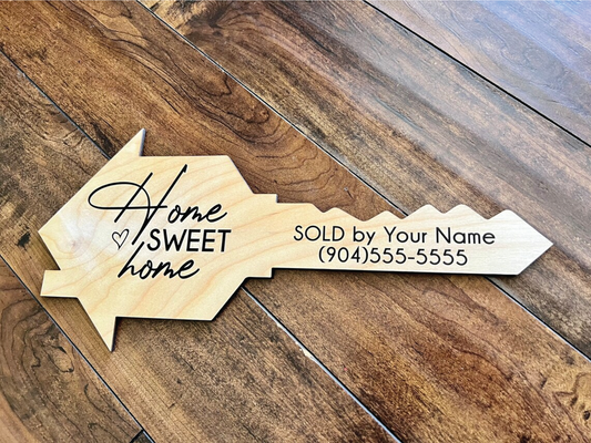 Real estate closing sign - Home sweet home key