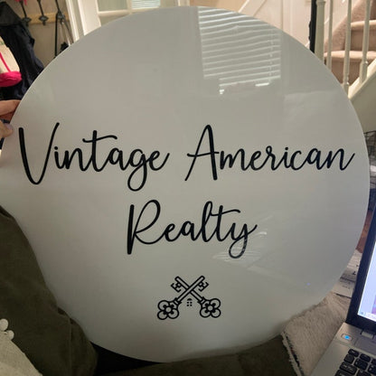 Round acrylic business logo sign
