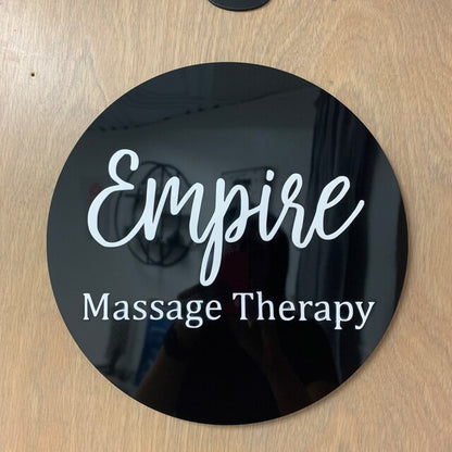 Round acrylic business logo sign