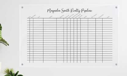 Real estate pipeline dry/wet erase acrylic sign, Realtor dry erase board #002
