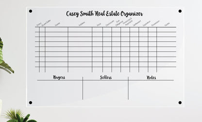 Real estate pipeline dry/wet erase acrylic sign, Realtor dry erase board #006
