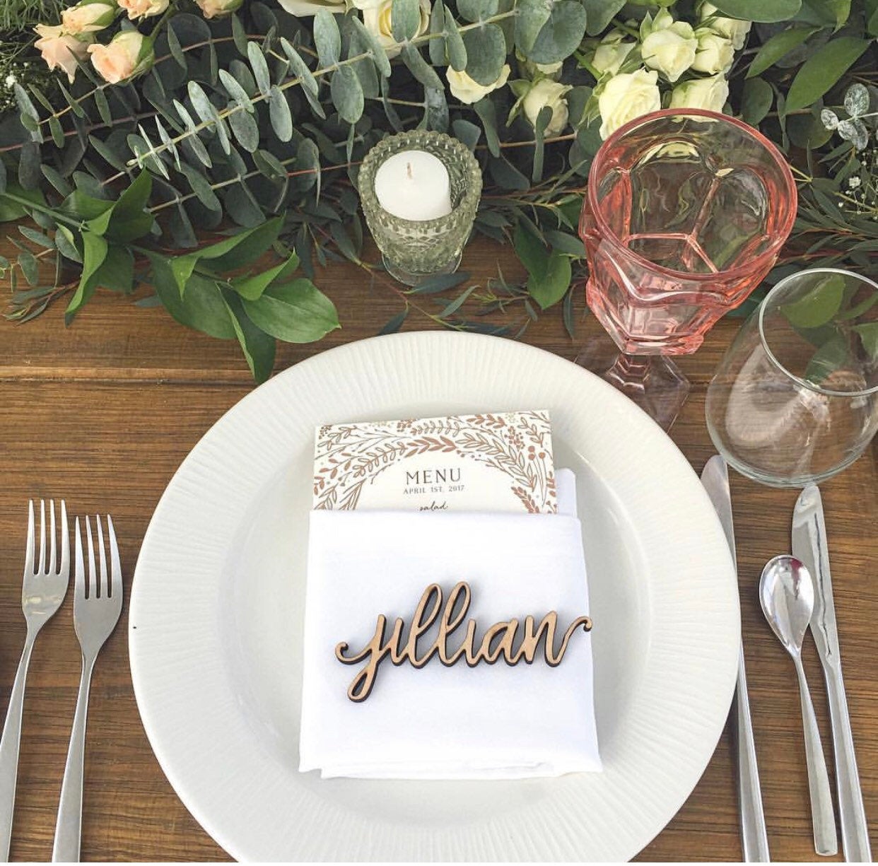 Wooden Name Place Setting for Wedding Guests - Happyism, Inc. Engraving 