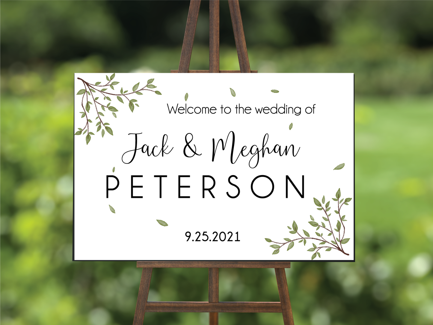 Wedding acrylic welcome sign - Leaf print