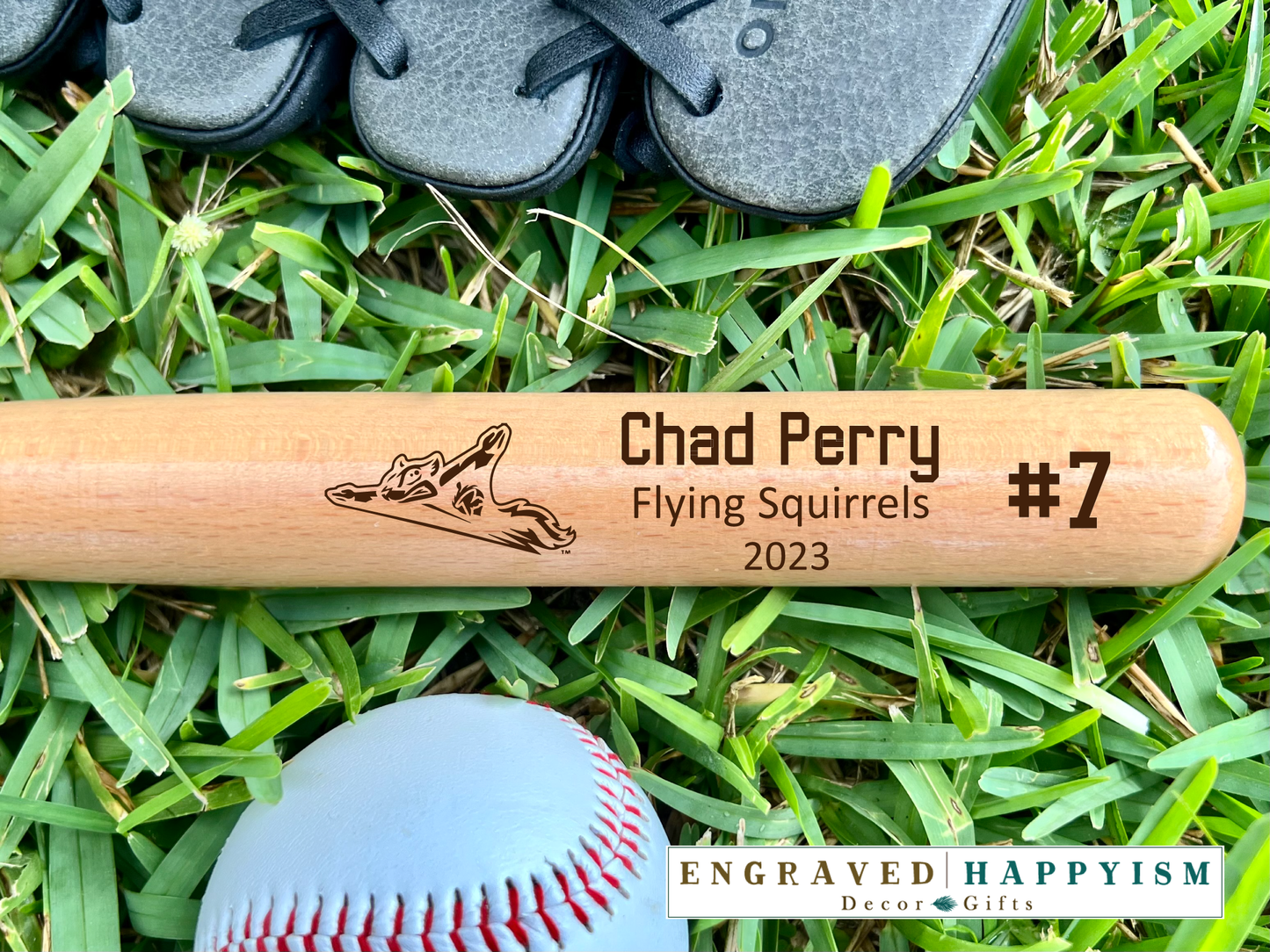 Engraved Miniature Player Bat, Design #P4 Sample