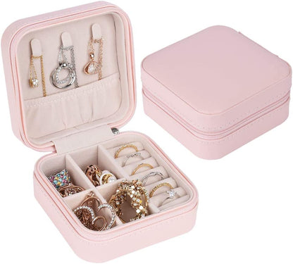 Personalized small travel jewelry box - name in corner
