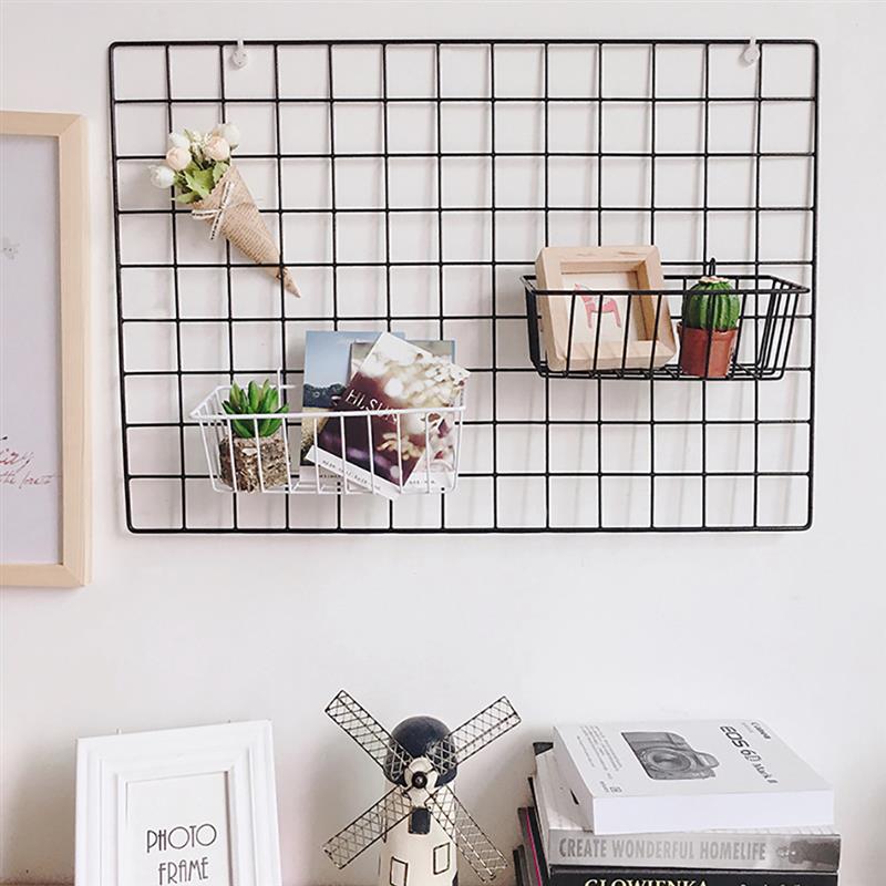 Simple Solid Color Iron Square Grid Photo Wall