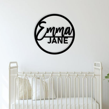 Round name sign, First + Middle Name