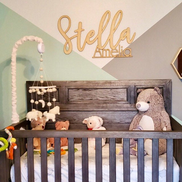 Wood First & Middle Name Sign - middle name underlined and attached ...