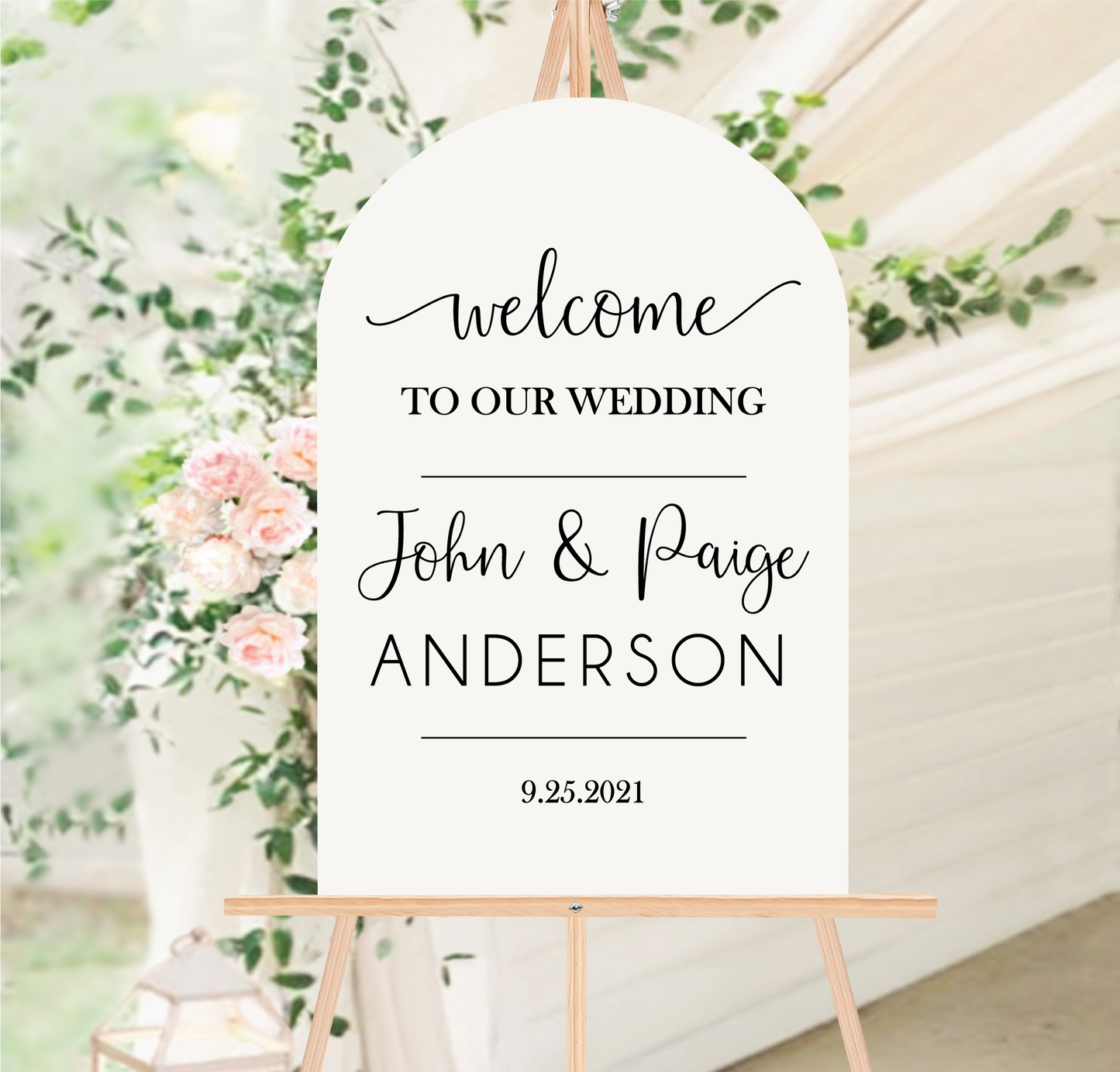 Wedding arched acrylic welcome sign - White acrylic