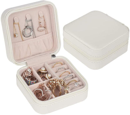 Personalized small travel jewelry box - name in corner